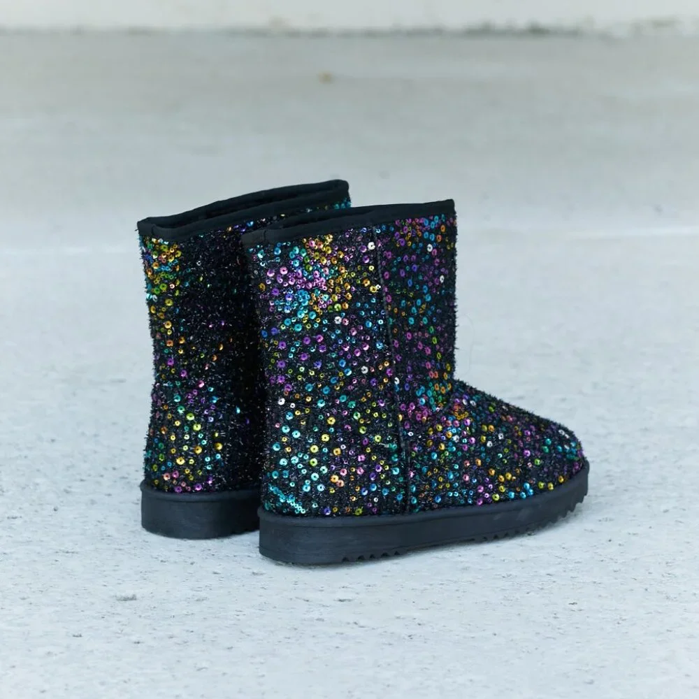 NWT Forever Link Multicolored Sequin Snow Boots - Picture 3 of 3